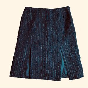 Douglas Hannant Textured Cashmere Black Pencil Skirt Size 6